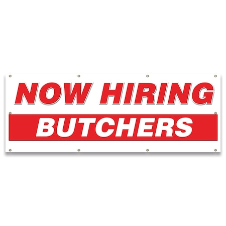 Now Hiring Butchers Banner Apply Inside Accepting Application Single Sided